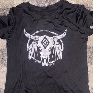 Black T-Shirt with White Skull Design